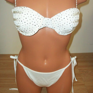 Sauvage Black and White Polka Dot Bikini Med